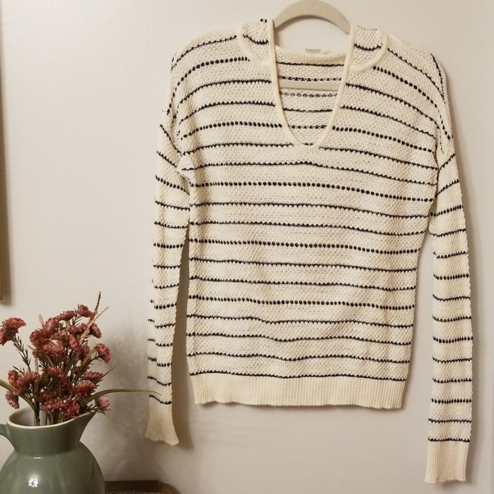 GAP navy stripe knit hooded pullover